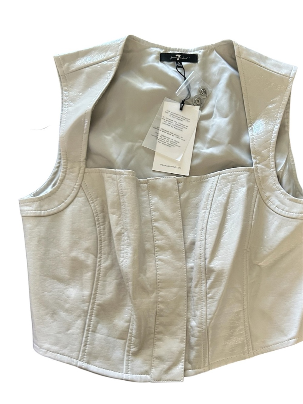 7 for all mankind vegan leather white bustier crop top corset